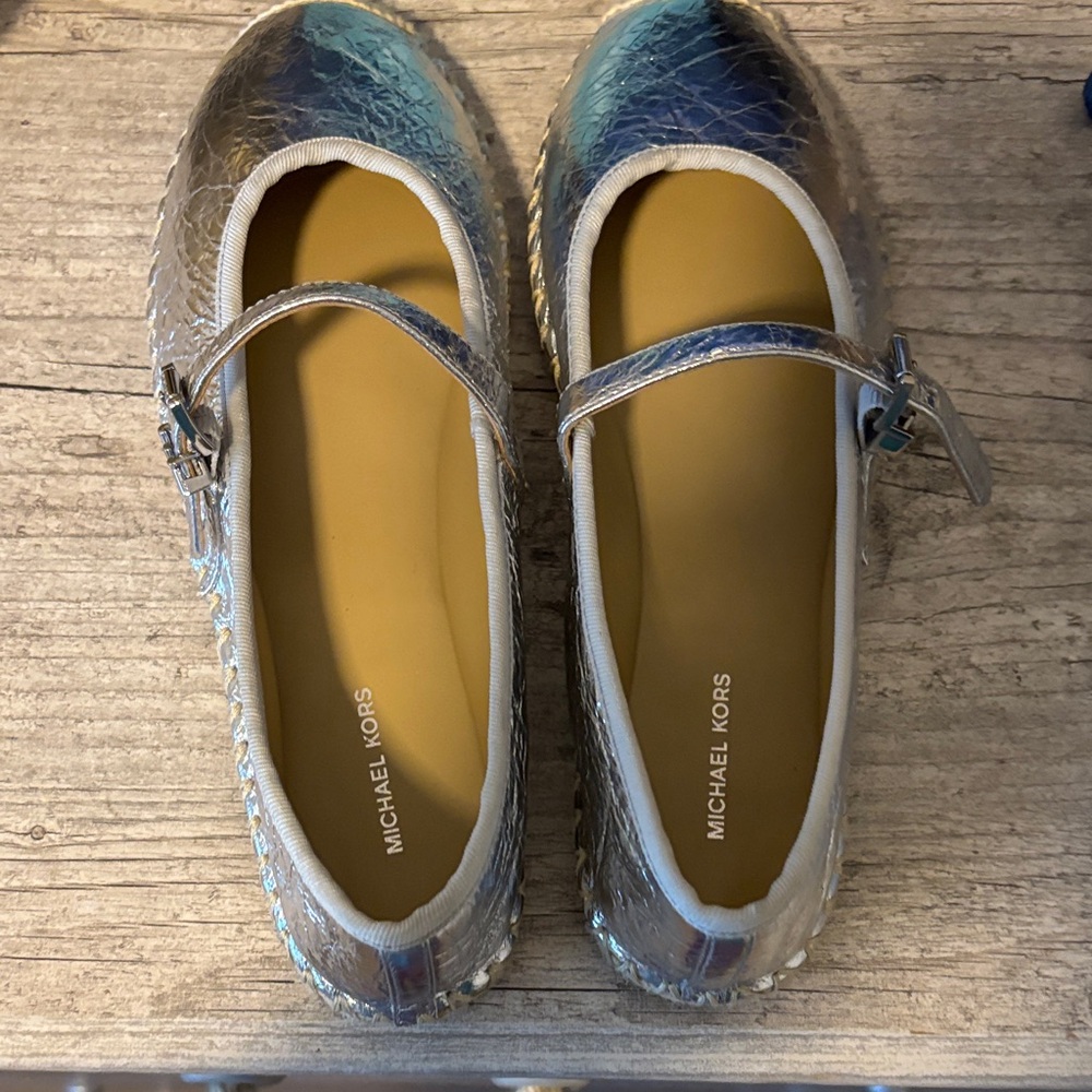 Michael Kors Metallic Silver Mary Jane Shoes